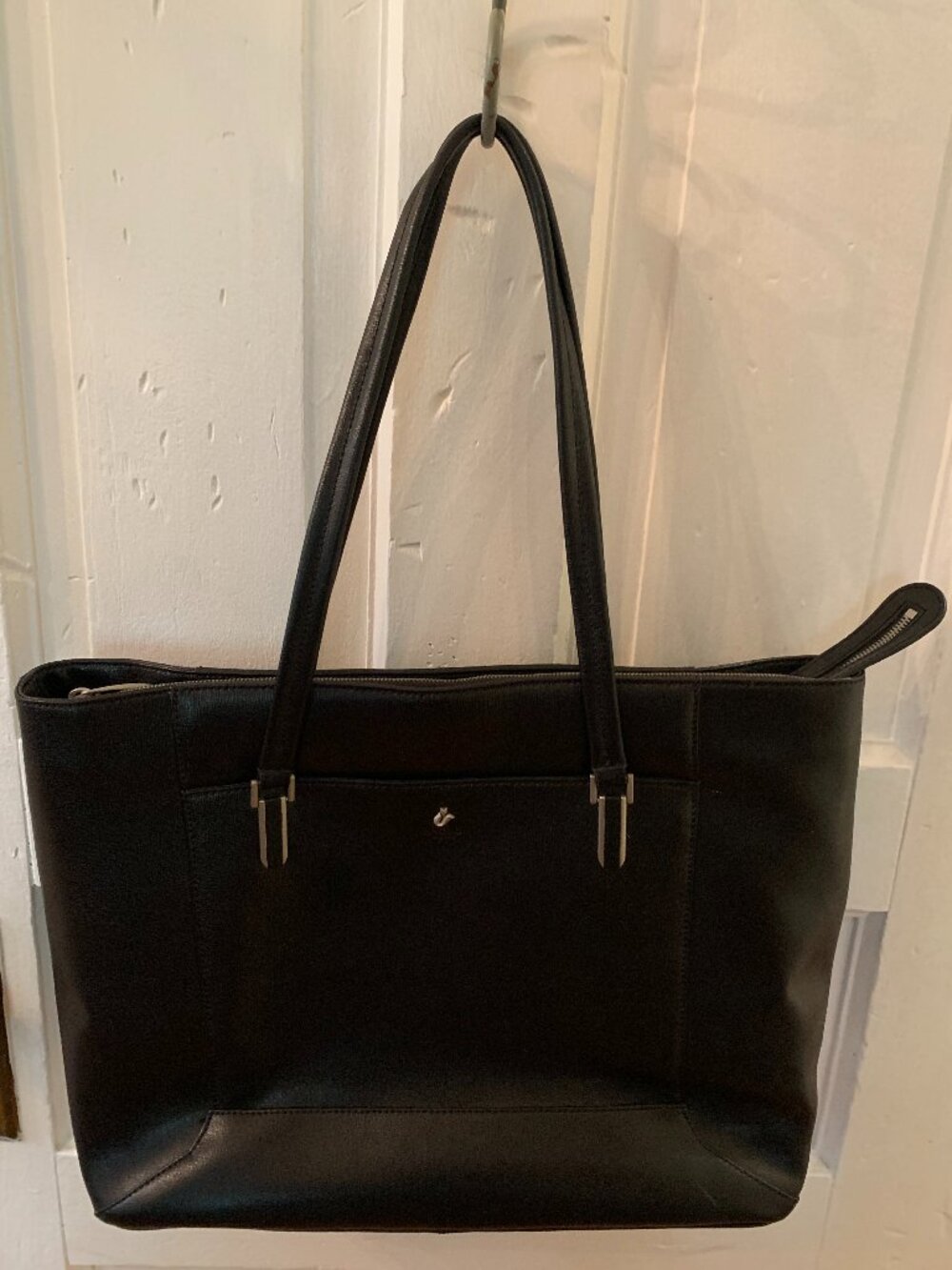Knomo London Black Leather Picton Large Laptop Tote Shoulder Bag